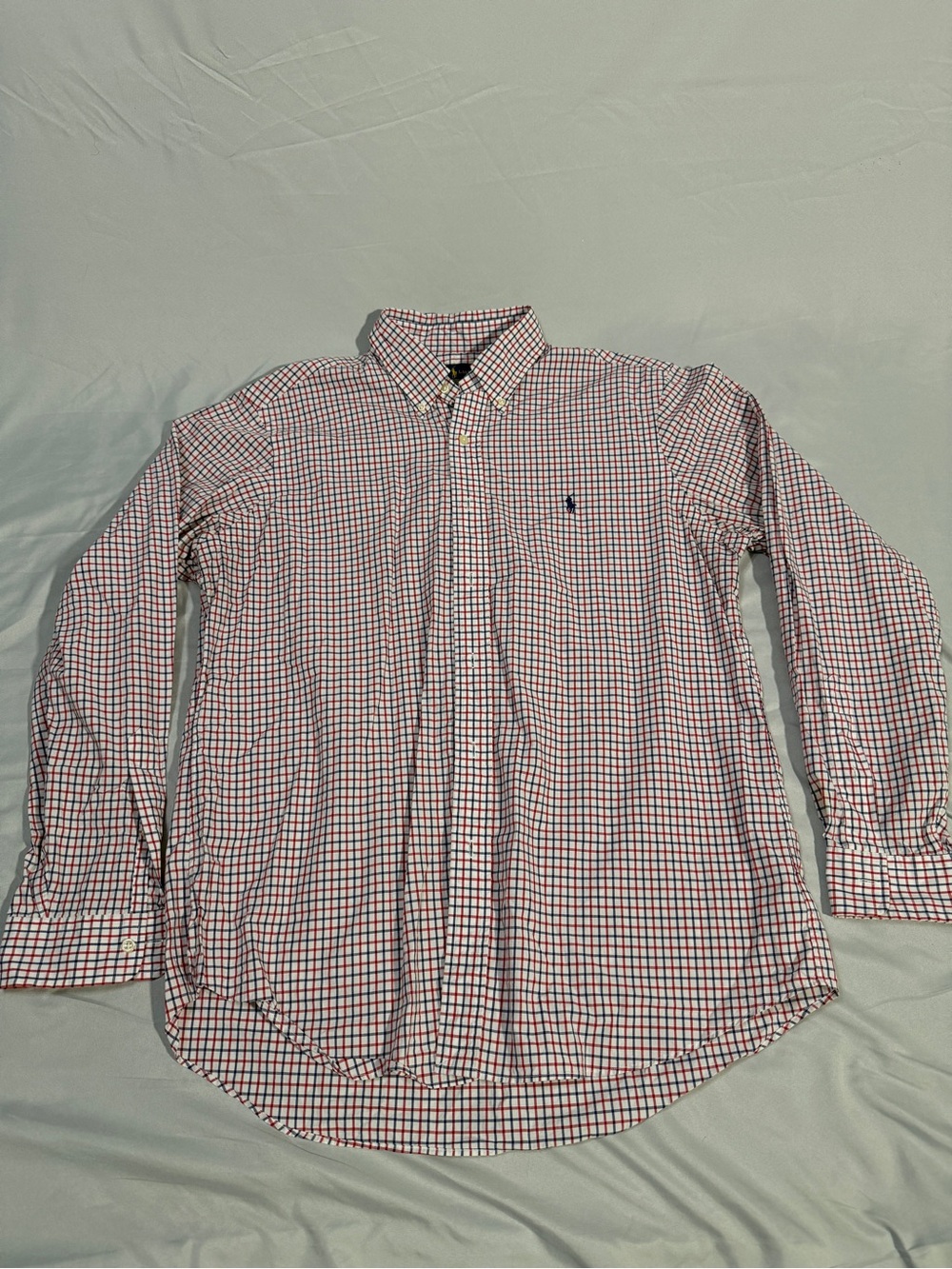 Ralph Lauren Men's Red & Blue Check Button-Down Dress Shirt